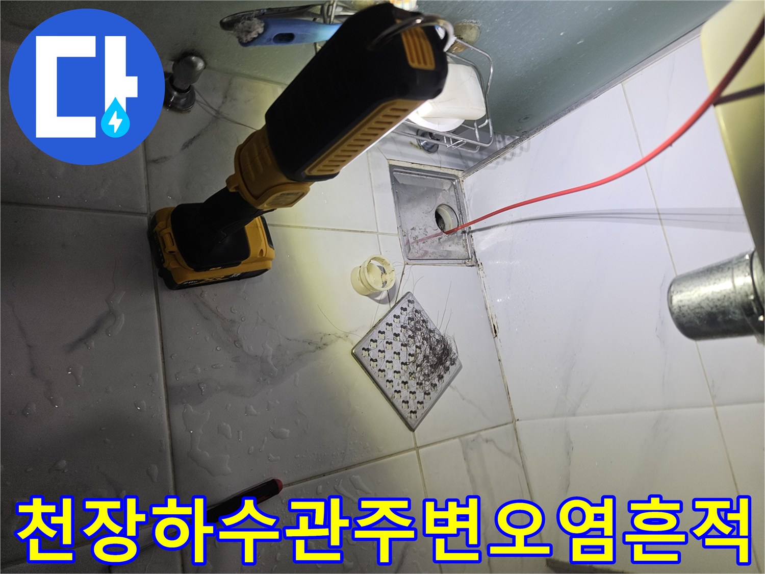 화장실-천장-배수구-유가-부근의-검은색-누수-얼룩