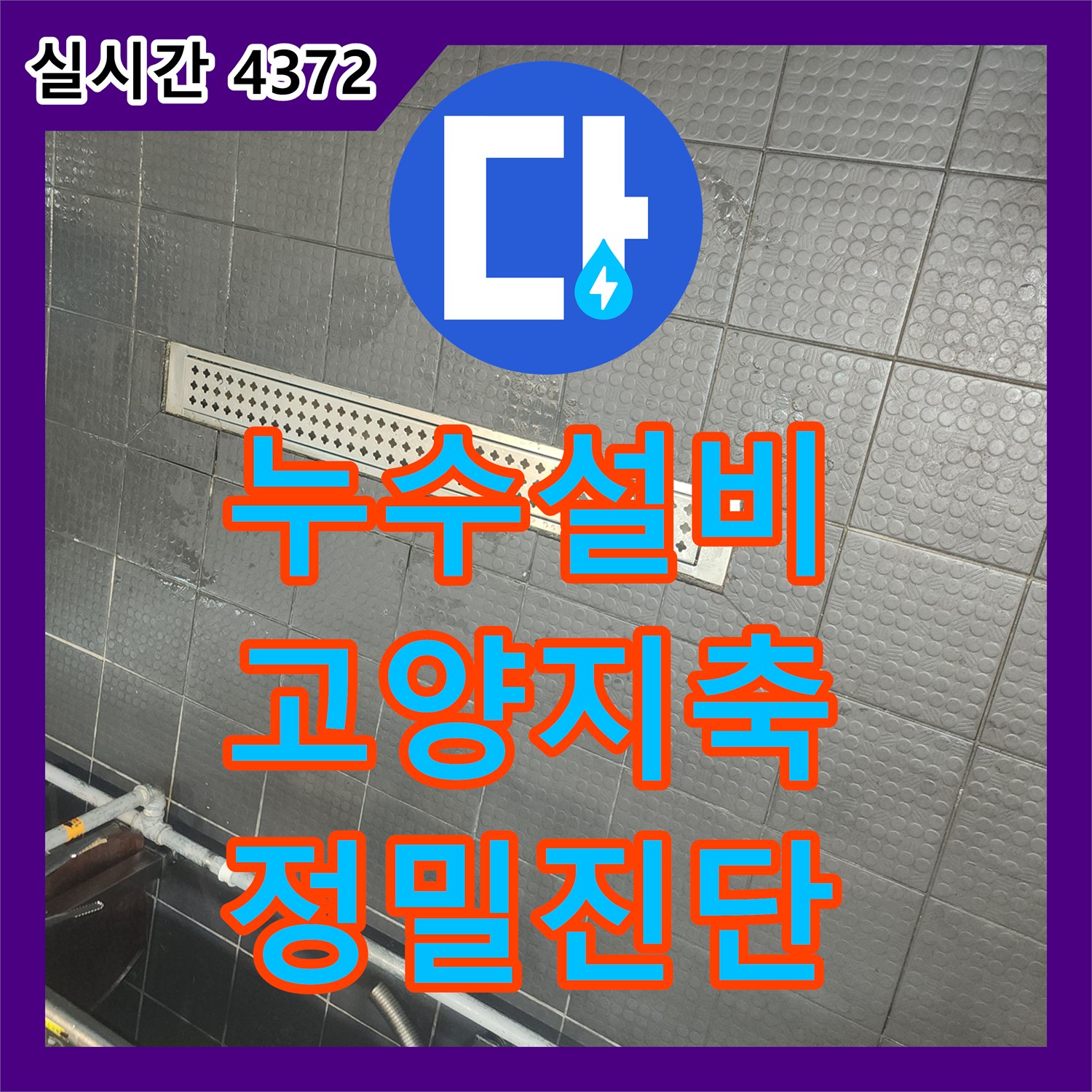 누수설비 식당 주방 트렌치 주변 방수층 파손으로 인한 아래층 누수 정밀 진단 경기 고양시 덕양구 지축동