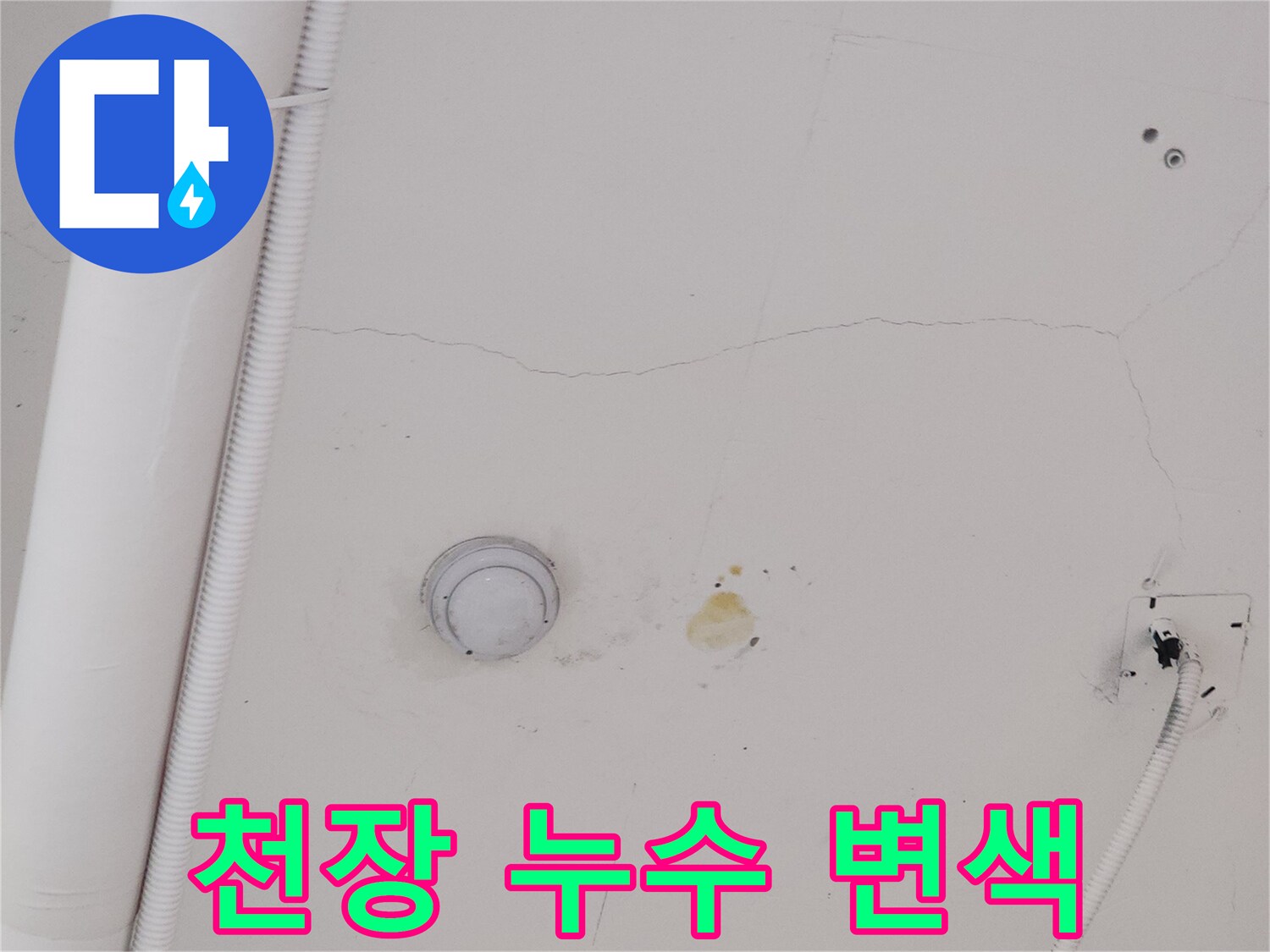 식당 아래층-천장 물자국과 균열 부위 상세