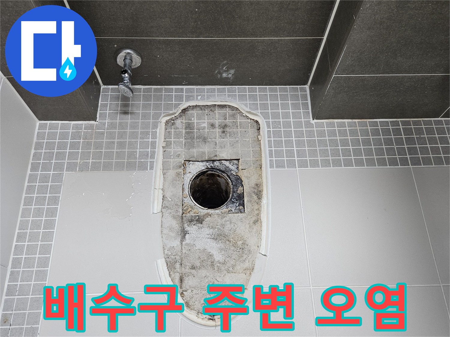 양주 옥정동-화장실 배수 트랩 주변의 물때와 오염 상태