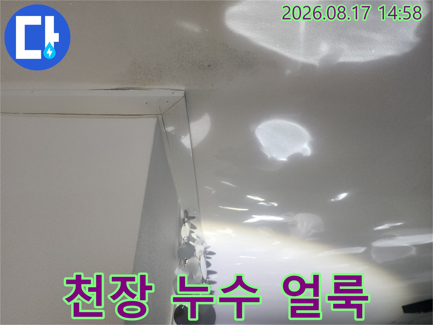 성북구 길음동 아파트 천장에 발생한 넓은 물얼룩 현상