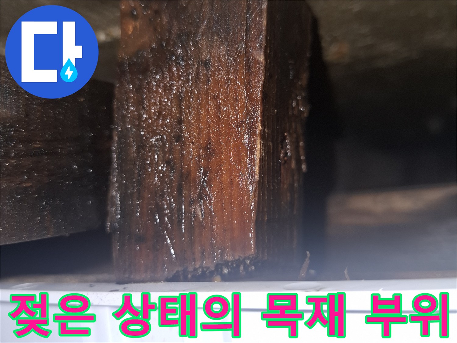 습기로-인해-어둡게-변한-가구-하단-나무