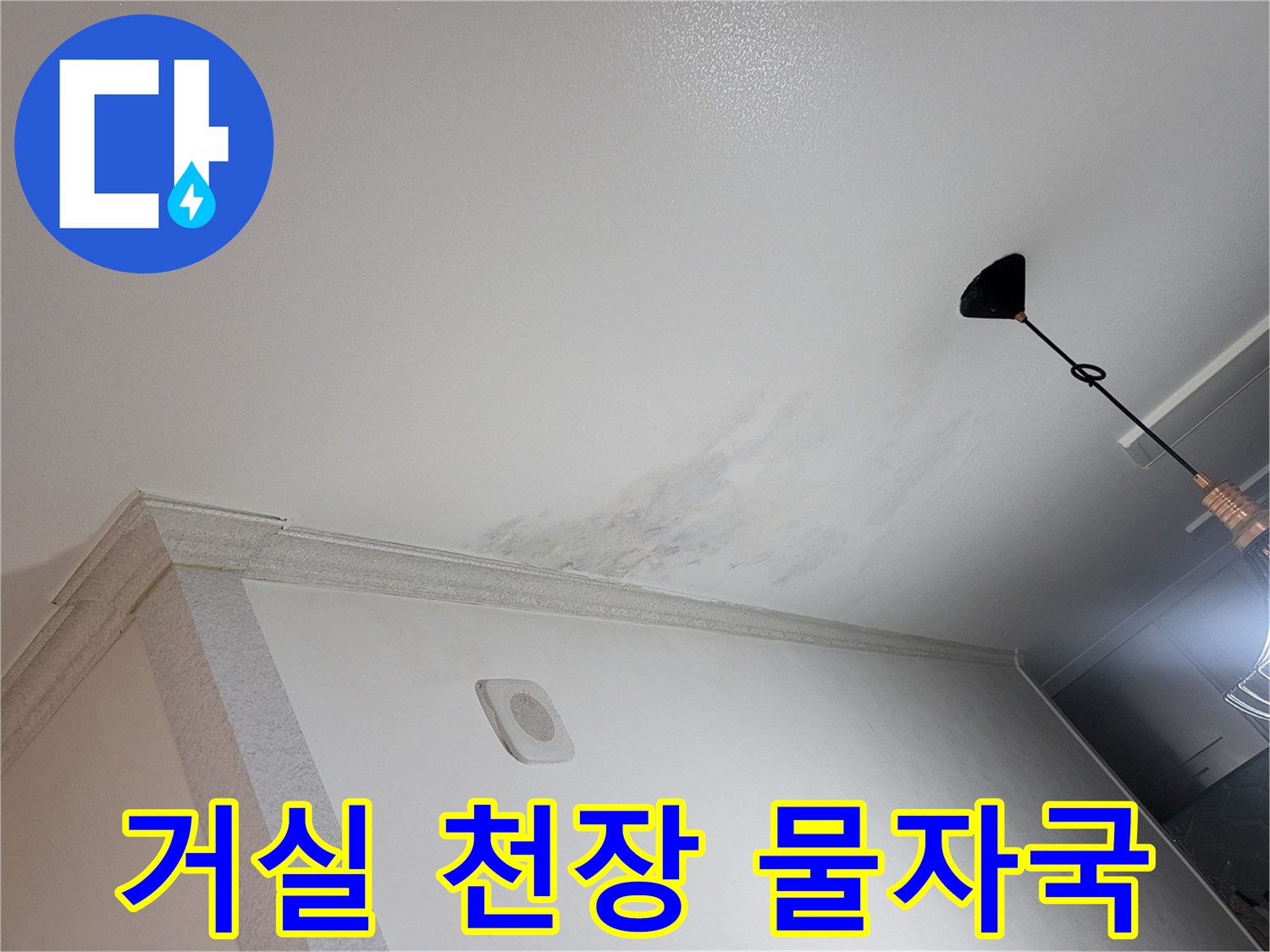 물샘 현상이 나타난 아파트 천장의 얼룩진 모습