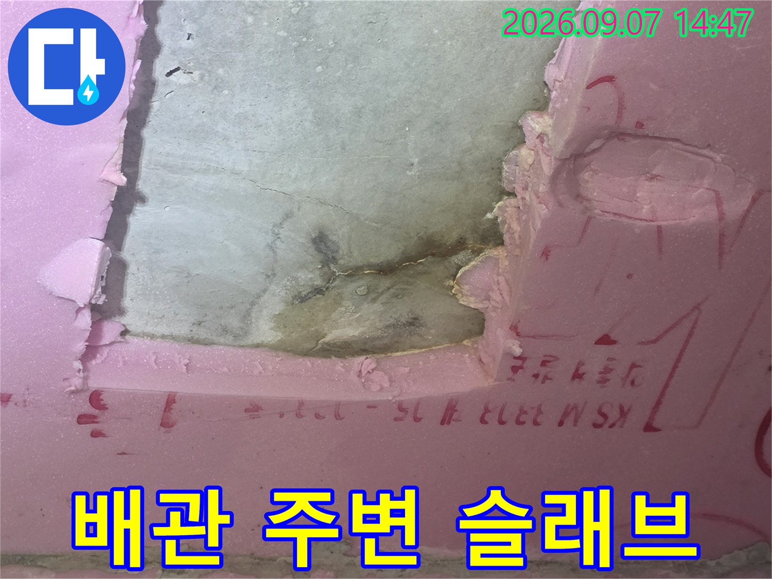 핑크색 마감재-노출된 콘크리트 바닥면