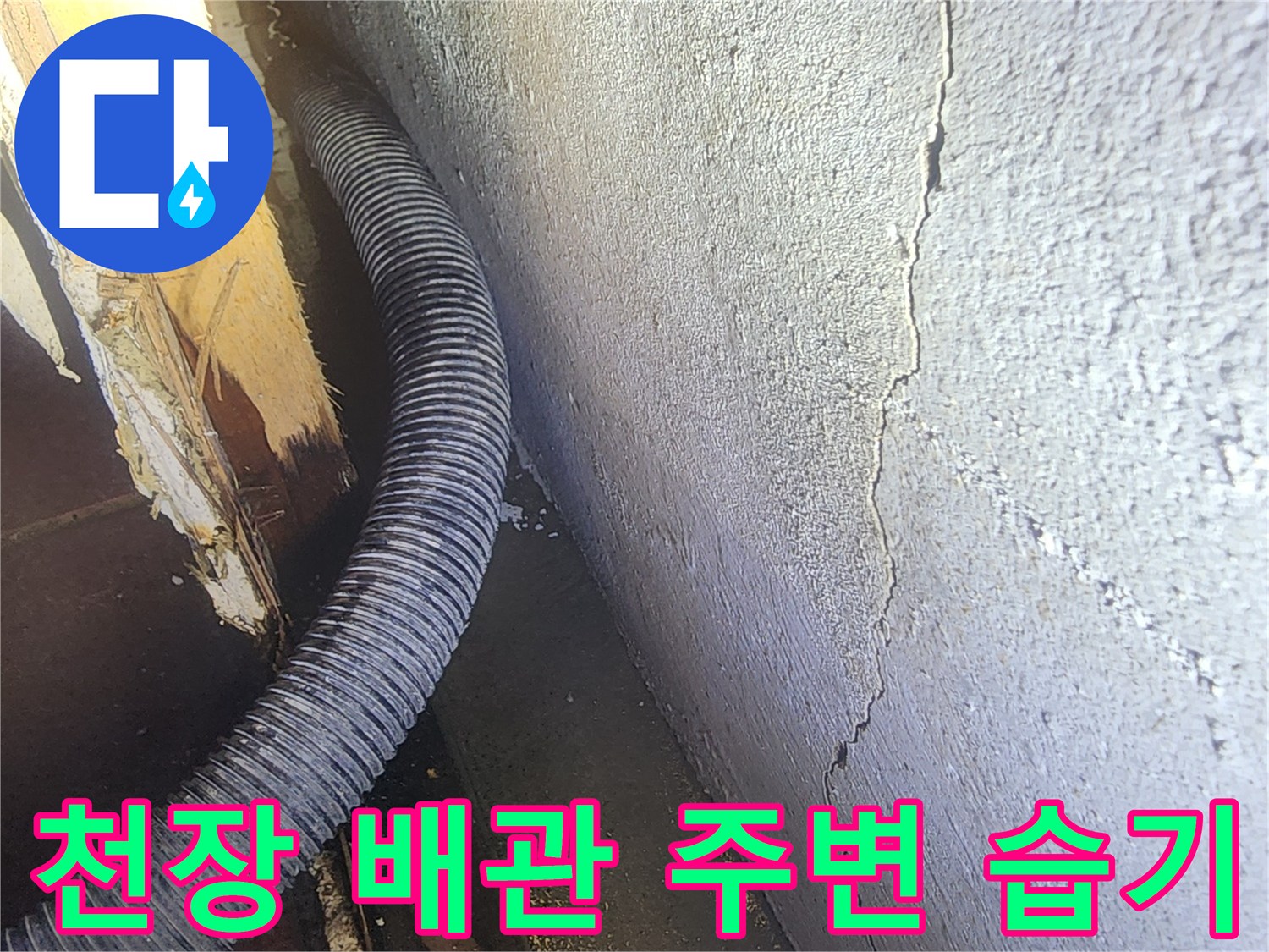 천장 구조물-균열 사이로 스며든 수분 흔적