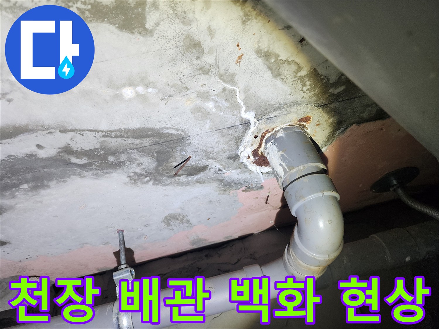 아파트-화장실-천장-배관-주변의-백화현상-사진