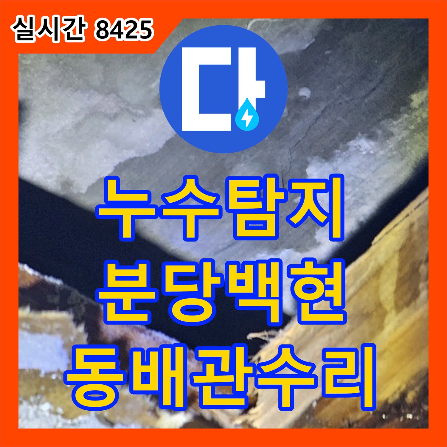 누수탐지 아랫층 거실 천장 피해의 원인이 된 다용도실 세탁실 동배관 결함을 수리한 경기 성남시 분당구 백현동 사례