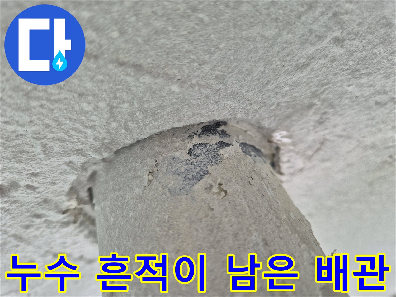 세탁실-천장-배수-배관-주변의-누수-흔적