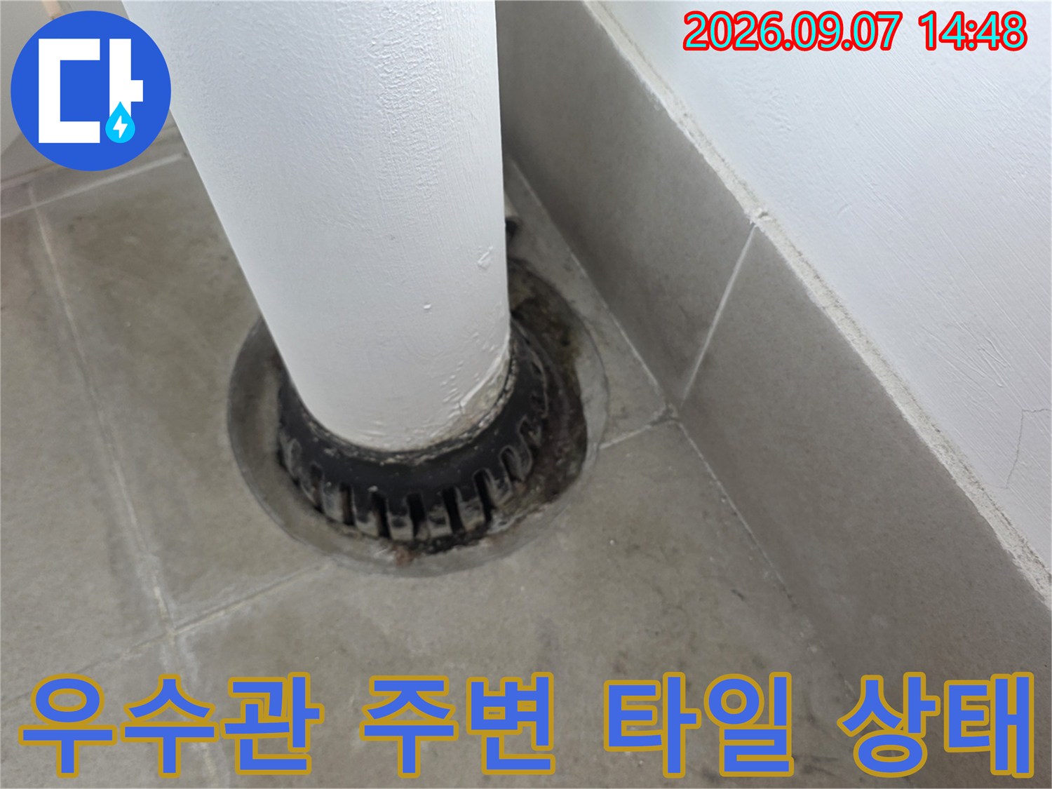 분당 수내동 현장-노후된 우수관 하단 배관 연결 부위 상세 모습