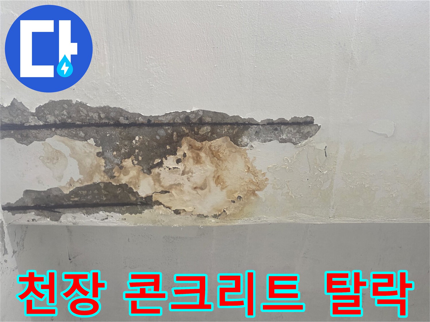 강서구 화곡동 지하 천장의 콘크리트 박리와 부식된 철근 모습