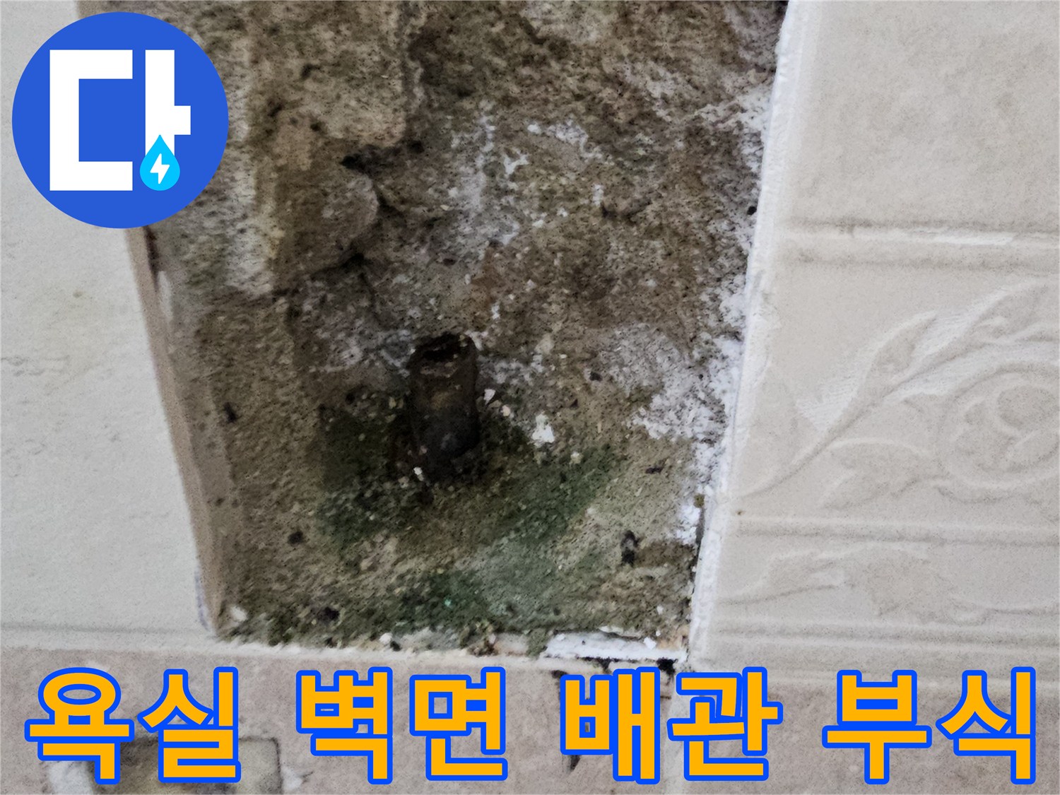 양주시 장흥면-욕실 타일 내부의 부식된 금속 배관 상태