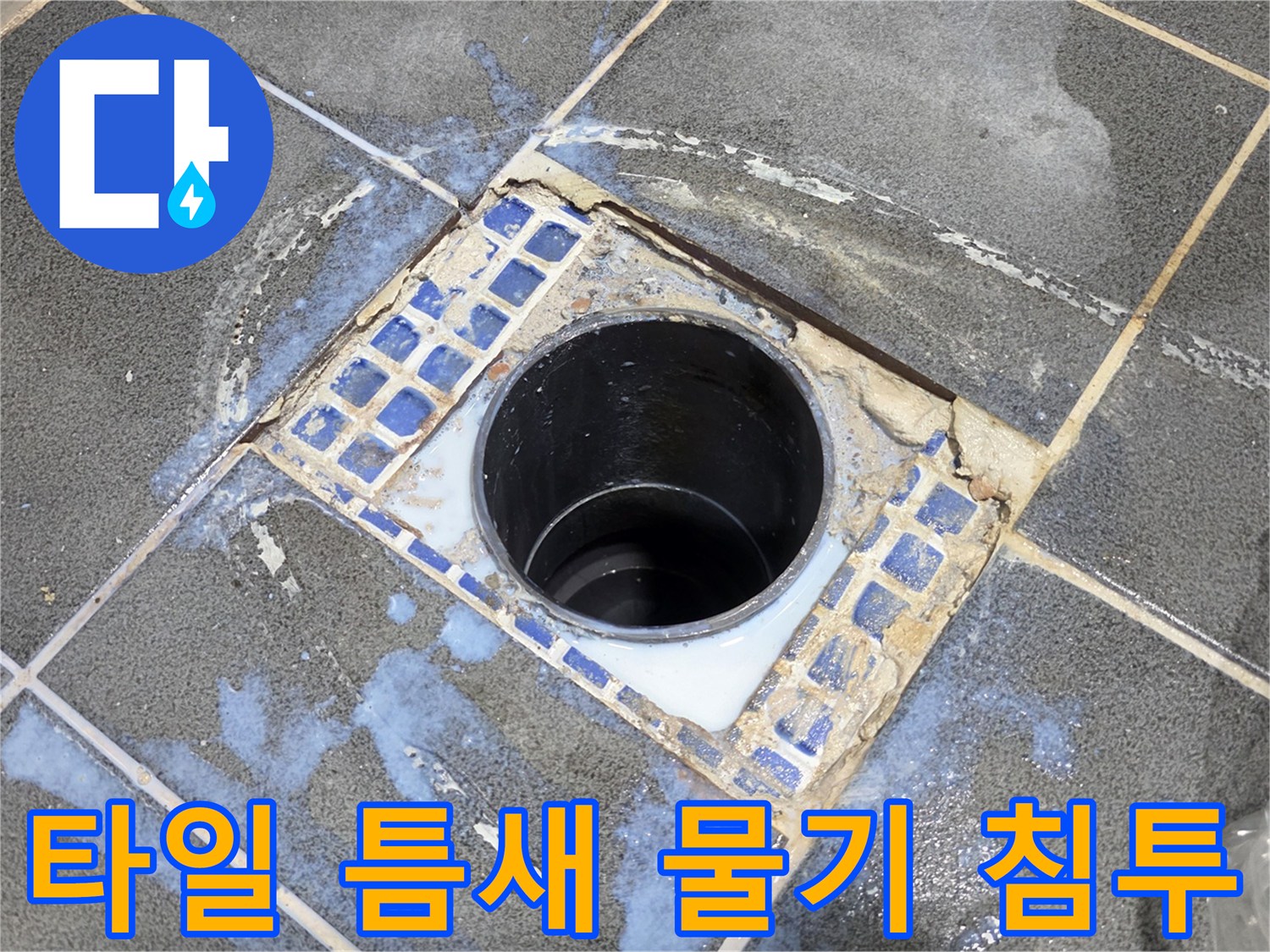 화장실-바닥-타일-사이로-스며든-물기와-균열-현장