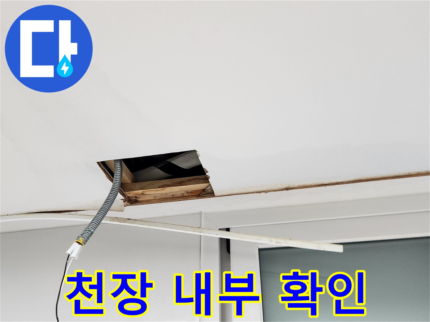 천장 개구부 사이로 보이는 내부 구조물